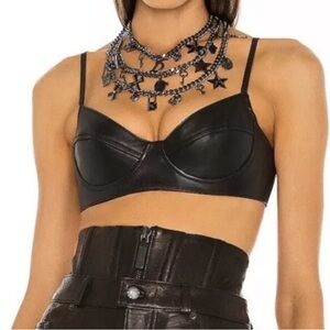 DUNDAS x Revolve Black Genuine Leather Bralette Top